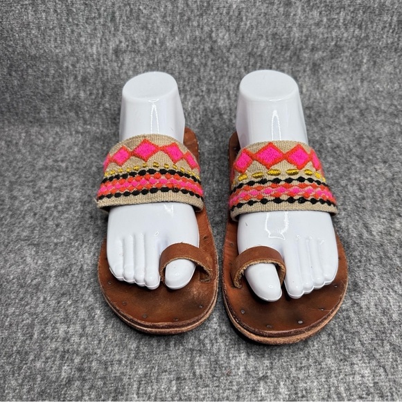 Beek by Two Birds Dove Slide Sandals Sz 6 Anthropologie Leather Boho - Picture 3 of 10